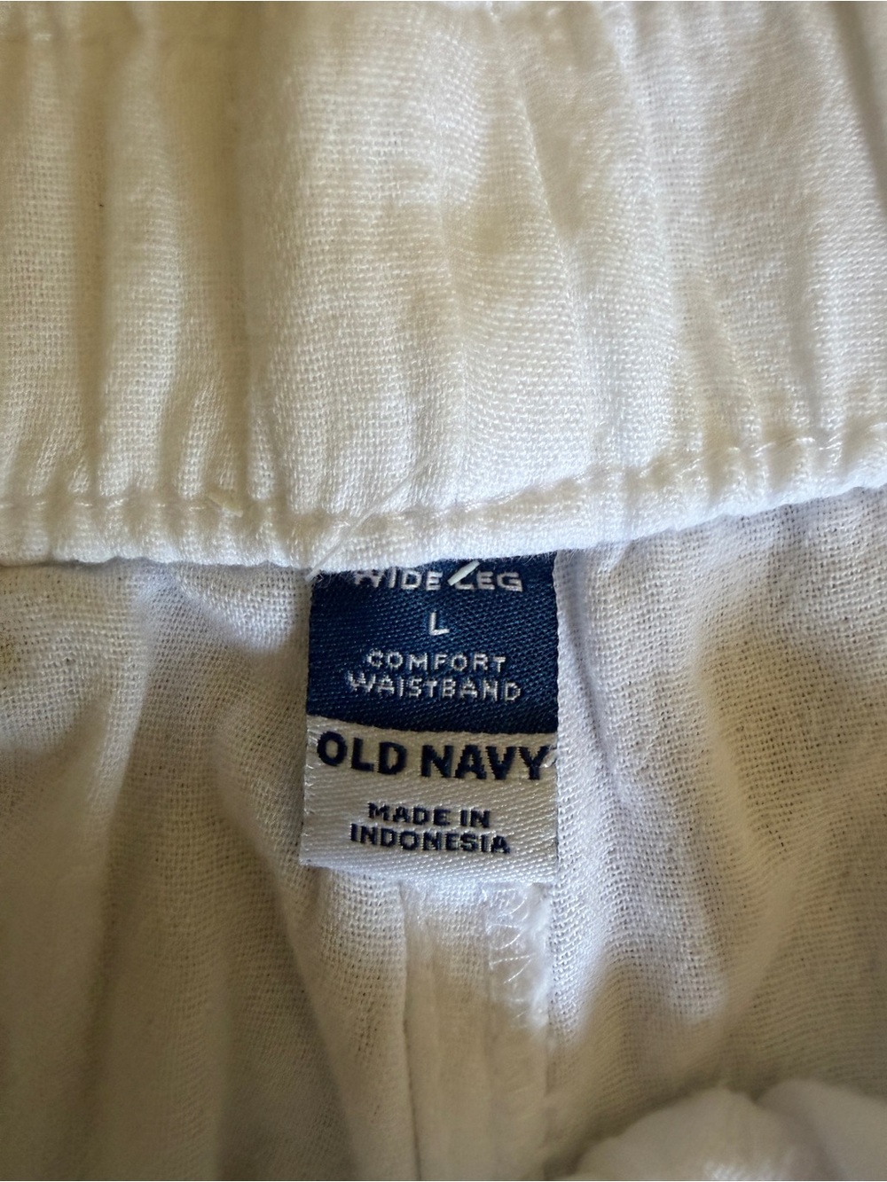 Old Navy 100% Cotton Wide-Leg White Pants Size Large - Picture 2 of 6
